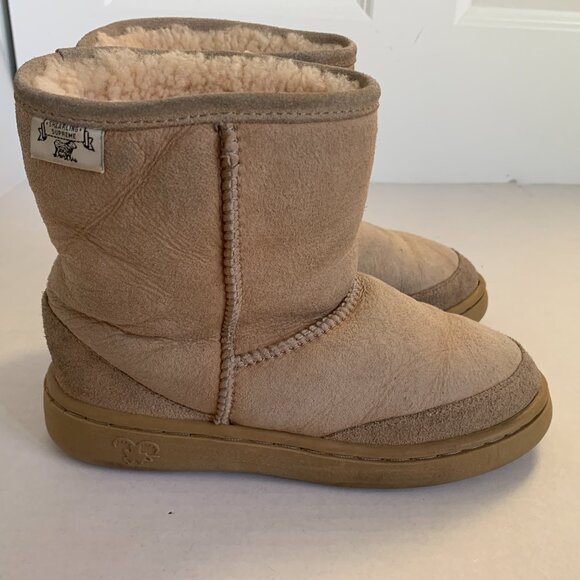 Shearling Supreme Sheepskin Lined Winter Boots Youth Girls Womens Beige Tan sz 6 - Picture 5 of 13
